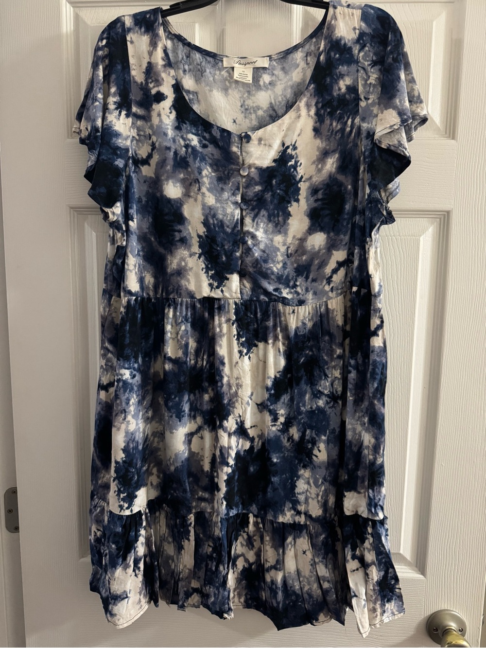 Passport Blue and White Tie-Dye Short Sleeve Dress